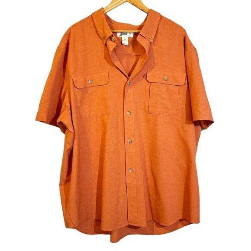 Duluth Trading Co Orange Short Sleeve Button Up Shirt 2XL Outdoor Gorpcore‎